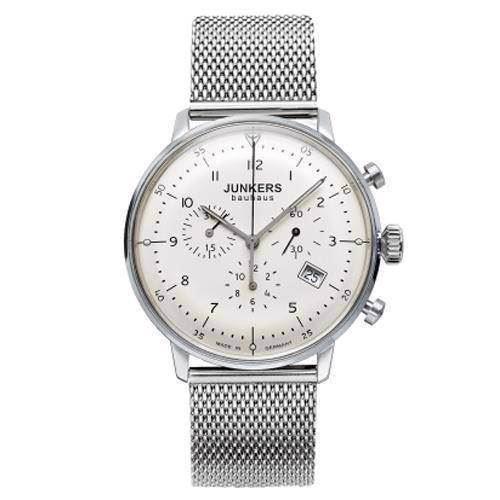 Image of 6086M-5 Junkers Bauhaus Chronograph herreur<br>beige urskive og mesh stållænke